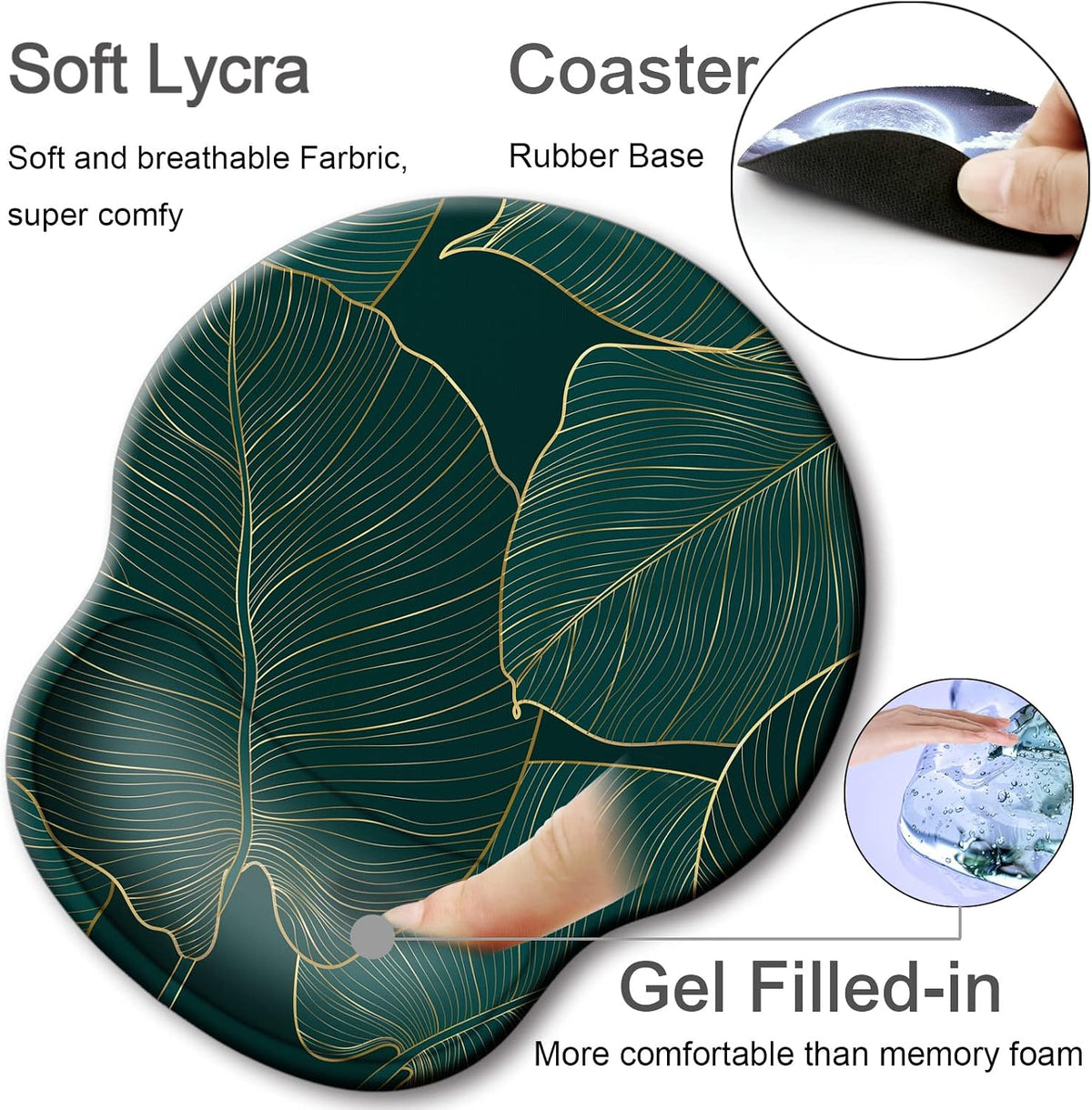 Ergonomic Mouse Pad with Wrist Support Rest,Large Mousepad Gel Wrist Rest, with Coaster Non-Slip & Pain Relief for Computer, Desk, Home&Office-Beach - Colors B