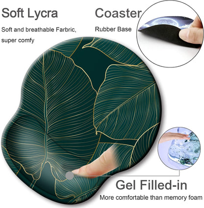 Ergonomic Mouse Pad with Wrist Support Rest,Large Mousepad Gel Wrist Rest, with Coaster Non-Slip & Pain Relief for Computer, Desk, Home&Office-Beach - Colors B