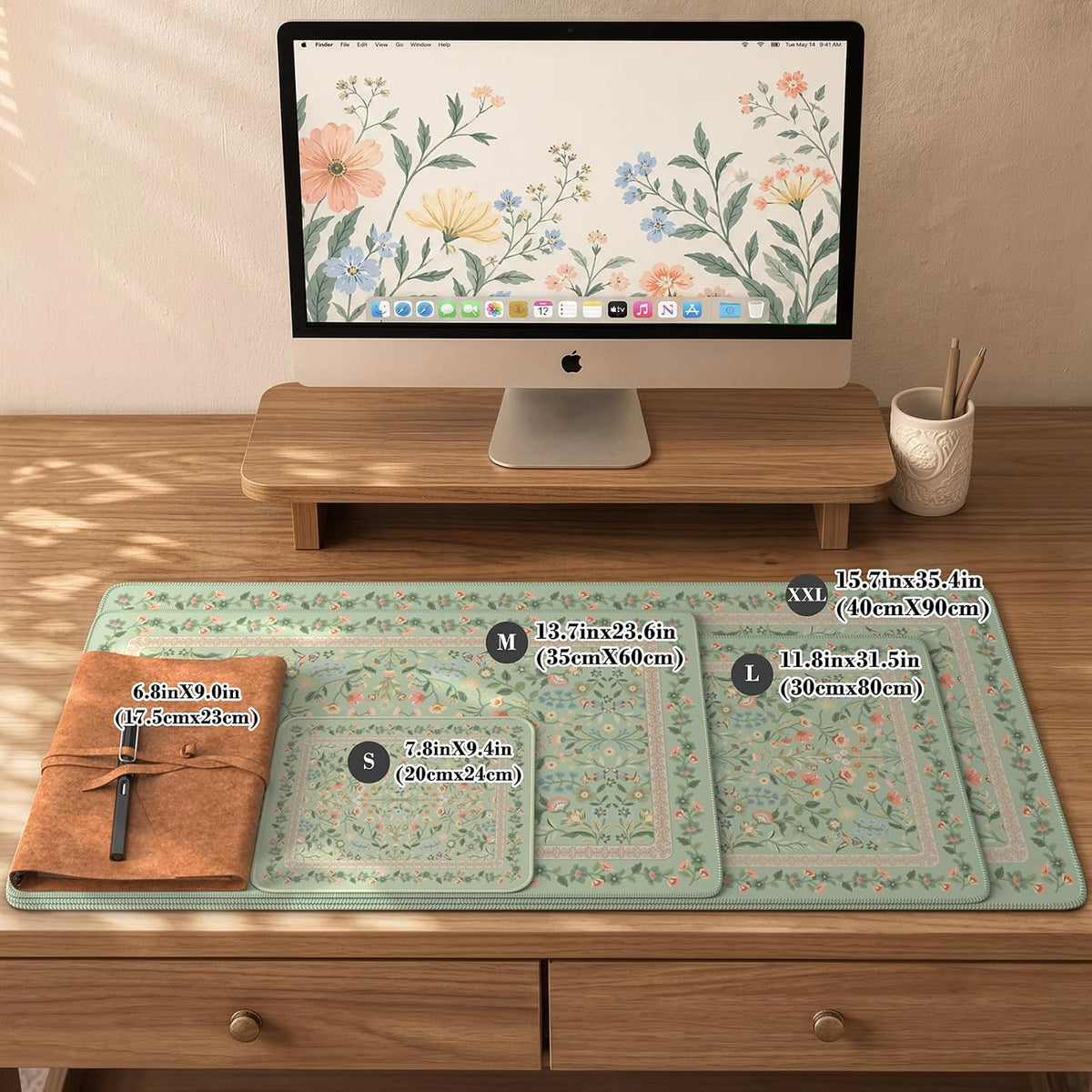 iCasso Desk Mat for Keyboard and Mouse, Large Mouse Pad, Desk Pad Mat, Anti-Slip Big Mousepad with Stitched Edges for Computer Desktop(Deep Green)