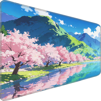 31.5" x 15.7" Waterproof Fabric Desk Pad, Rubber Anti-Slip Base, Stitched Edges No Curling, Fits Laptop Keyboard and Mouse, Smooth Office Mat Large Mouse Pad for Work Game, Black