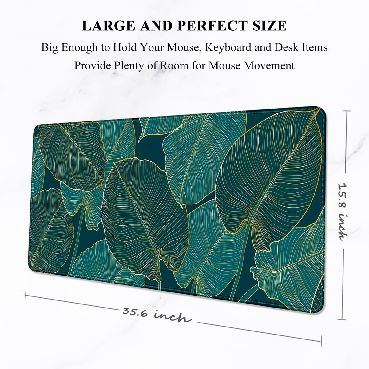 Auhoahsil Desk Mat, Ultra Large Mouse Pad, XXL Gaming Mousepad, Green Tropical Leaves Deskpad, Big Extended Full Size Mouse Pad, Desktop Desk Matt for Keyboard, Laptop & Computer, 35.5 x 15.7 in - Colors A