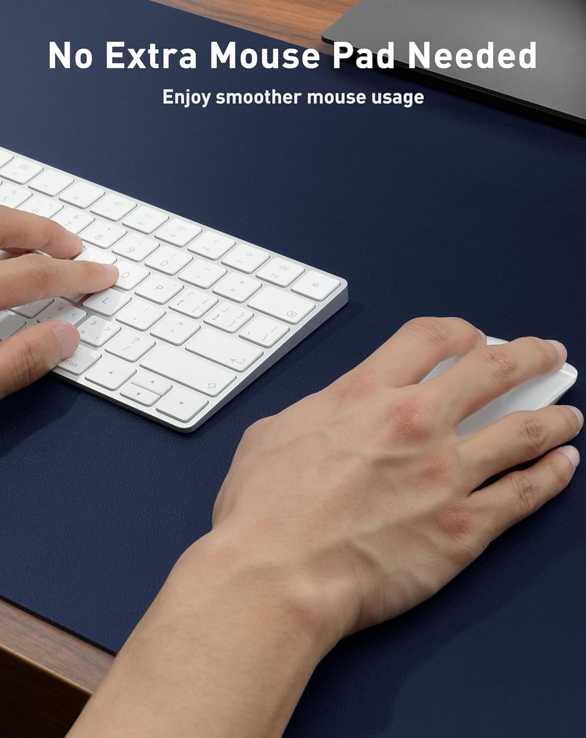 Aothia Leather Office Desk Pad Protector, Non-Slip PU Leather Desk Blotter, Waterproof Laptop Writing Mouse Pad for Office and Home, Black, 31.5" x 15.7" - Colors B