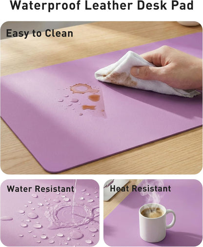 Aothia Leather Office Desk Pad Protector, Non-Slip PU Leather Desk Blotter, Waterproof Laptop Writing Mouse Pad for Office and Home, Black, 31.5" x 15.7" - Colors B