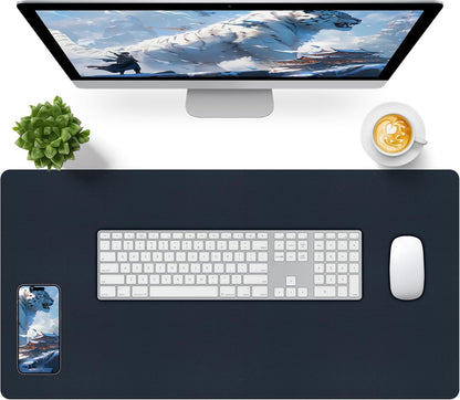 Bloss Leather Desk Pad and Keyboard Wrist Rest, Large Mouse Pad + Keyboard Pad+Mouse Wrist Support, Non-Slip Desk Mat Protector for Office, Home(31.5×15.7 Inches,Beige) - Colors B