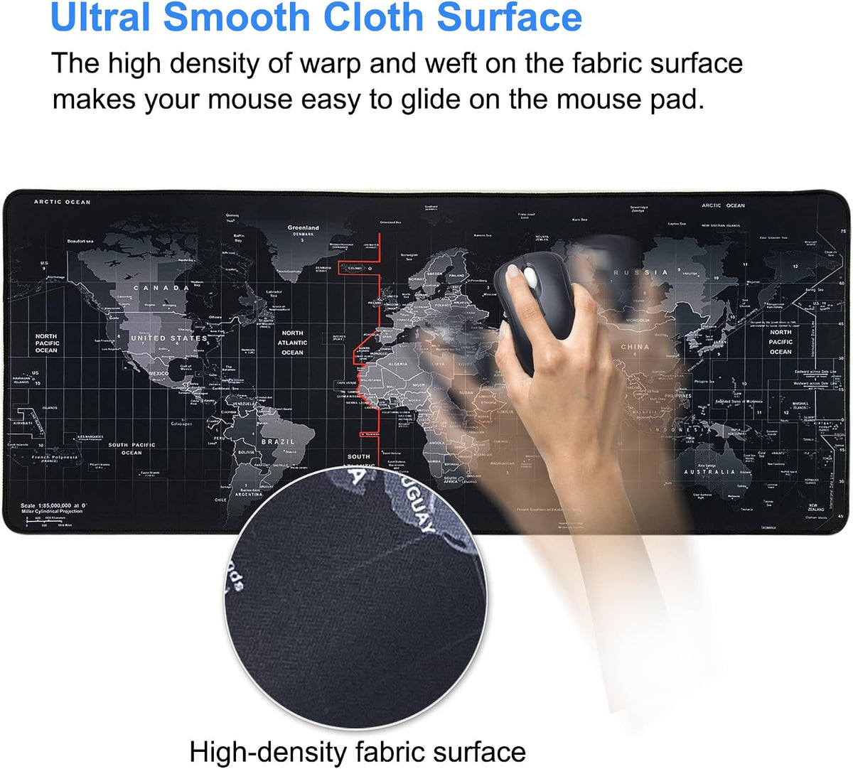 XXL Professional Large Mouse Pad & Computer Game Mouse Mat (35.4x15.7x0.1IN, Map) (90 * 40 Map)