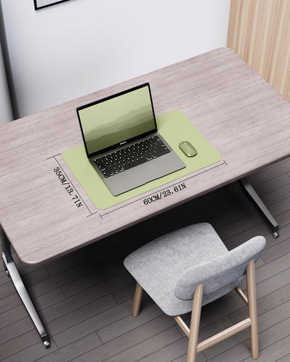Double-Sided Desk Pad, 31.5"x15.7"Leather Desk Mat, Eco Cork Desk Pad Protector,Large Mouse Pad,Waterproof Desk Blotter for Office/Home(Coffee)