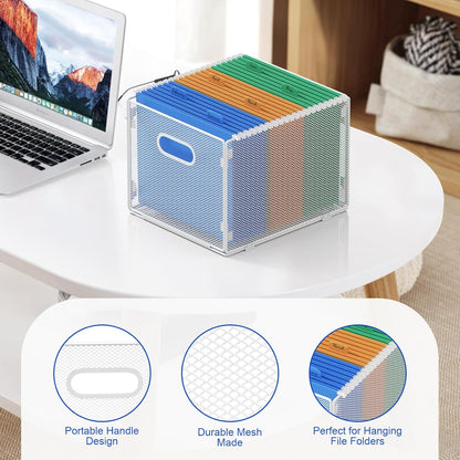 samstar Hanging File Organizer, Mesh File Folder Organizer File Crate File Cabinet Inserts Storage Box, Letter Size