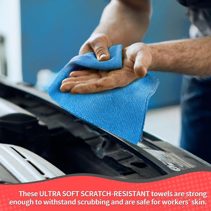 Microfiber Cleaning Cloth, Cleaning Rags Microfiber Towel Bulk Absorbent Lint-Free Wash Cloths, All-Purpose Shop Towels for Cars, Automotive, Garage, Home & Kitchen 11.5"*11.5"