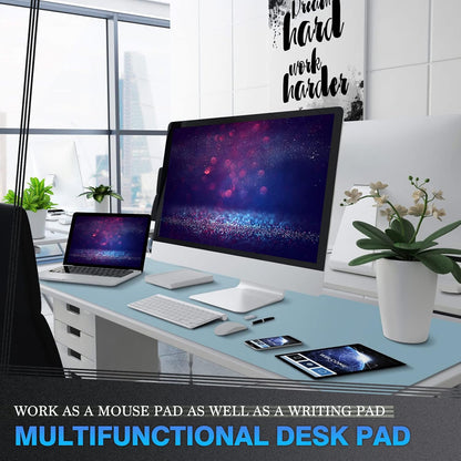K KNODEL Large Office Leather Desk Mat, Mouse and Keyboard Pad, Computer and Laptop Mat, Desktop Protector and Cover, Writing Pad and Blotter (31.5"x15.7", Black)
