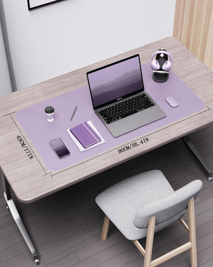 Double-Sided Desk Pad, 31.5"x15.7"Leather Desk Mat, Eco Cork Desk Pad Protector,Large Mouse Pad,Waterproof Desk Blotter for Office/Home(Coffee)
