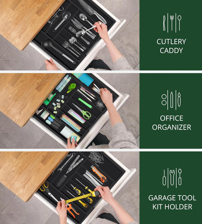 ROYAL CRAFT WOOD Luxury Bamboo Kitchen Drawer Organizer - Silverware Organizer, Utensil Holder & Cutlery Tray Drawer Dividers for Flatware (9 Slot, Natural)