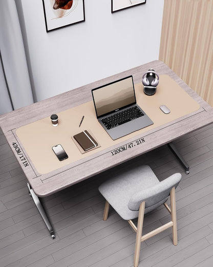 Double-Sided Desk Pad, 31.5"x15.7"Leather Desk Mat, Eco Cork Desk Pad Protector,Large Mouse Pad,Waterproof Desk Blotter for Office/Home(Coffee)