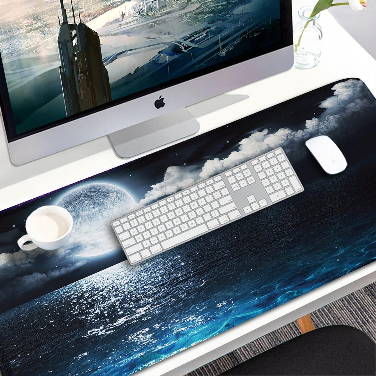 Large Gaming Mouse Pad, 31.5x15.7 inch Large Extended Computer Keyboard Mouse Mat, Water Resist Non-Slip Mousepad Rubber Base Long XXL Desk Mouse Pad for Work & Gaming, Office & Home, Black