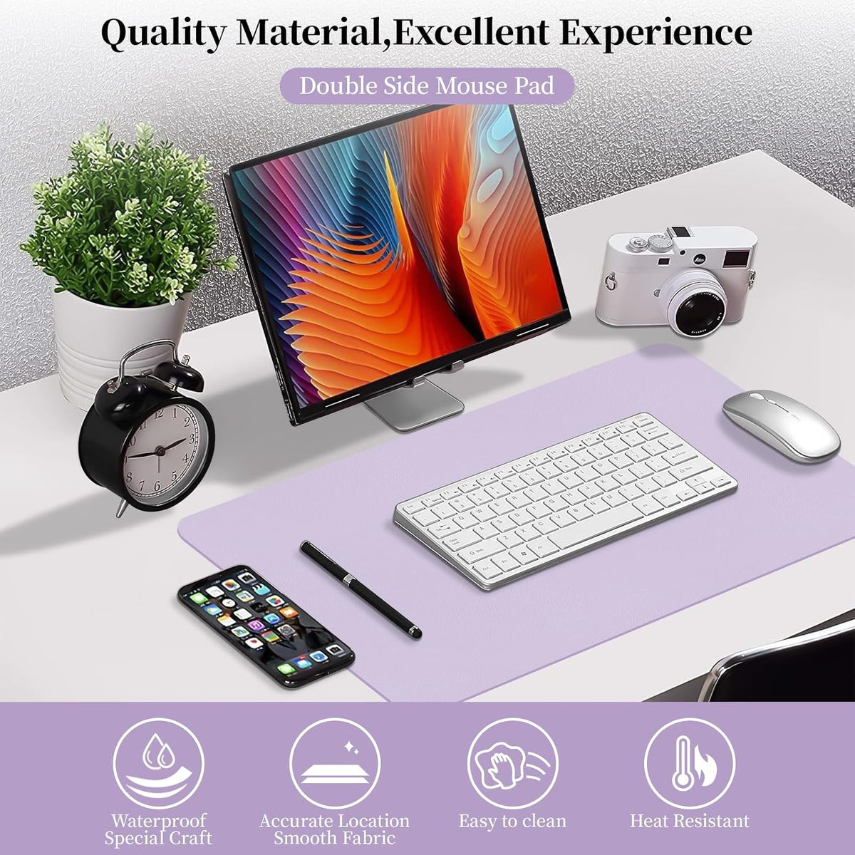 Bloss Leather Desk Pad and Keyboard Wrist Rest, Large Mouse Pad + Keyboard Pad+Mouse Wrist Support, Non-Slip Desk Mat Protector for Office, Home(31.5×15.7 Inches,Beige) - Colors B