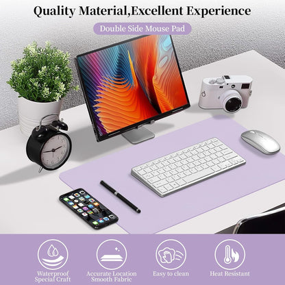 Bloss Leather Desk Pad and Keyboard Wrist Rest, Large Mouse Pad + Keyboard Pad+Mouse Wrist Support, Non-Slip Desk Mat Protector for Office, Home(31.5×15.7 Inches,Beige) - Colors B