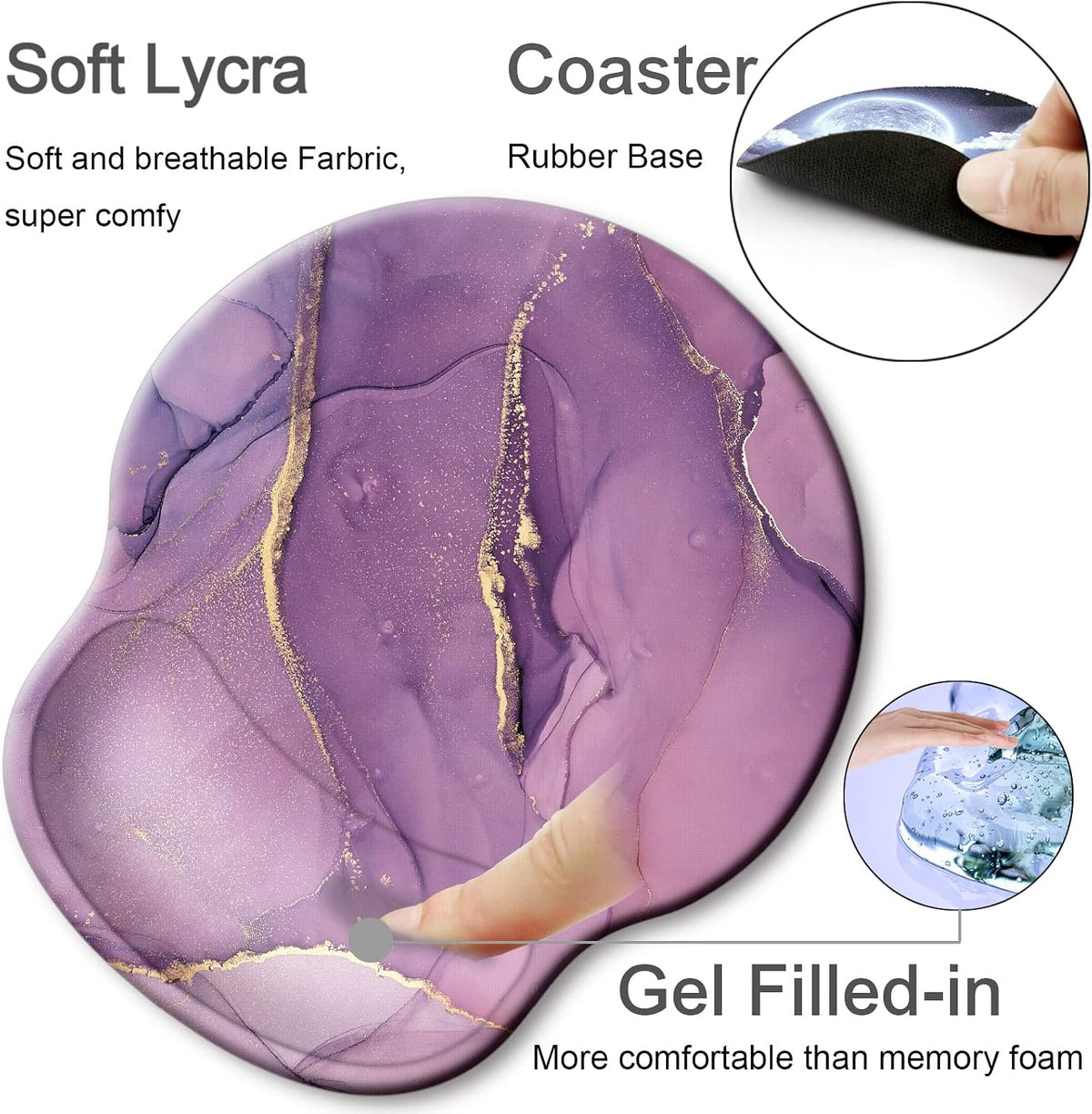 Ergonomic Mouse Pad with Wrist Support Rest,Large Mousepad Gel Wrist Rest, with Coaster Non-Slip & Pain Relief for Computer, Desk, Home&Office-Beach - Colors B
