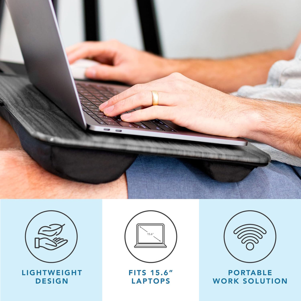 LAPGEAR Home Office Pro Lap Desk with Wrist Rest, Mouse Pad, and Phone Holder - Black Carbon - Fits up to 15.6 Inch Laptops - Style No. 91598