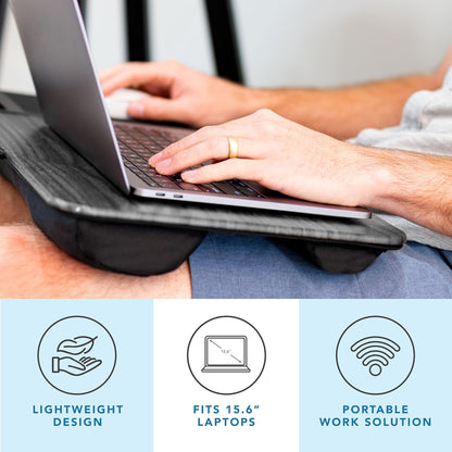 LAPGEAR Home Office Pro Lap Desk with Wrist Rest, Mouse Pad, and Phone Holder - Black Carbon - Fits up to 15.6 Inch Laptops - Style No. 91598