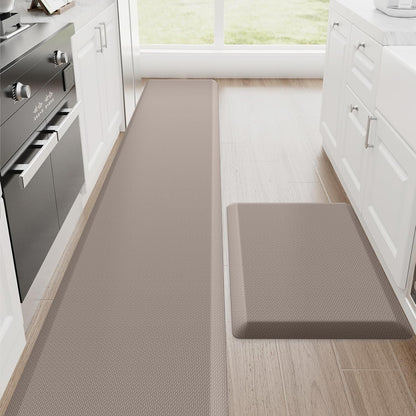 StepRite Kitchen Mats, 2PCS Kitchen Rugs, Cushioned Anti Fatigue Kitchen Mats for Floor, Non-Slip Standing Desk Mat, Waterproof Kitchen Rug Set for Kitchen, Floor, Office, 17.3"x30"+17.3"x47", Black