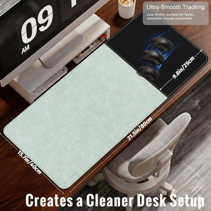 Cork Desk Mat 31.5"x15.7", Distressed PU Leather & Cloth Desk Pad