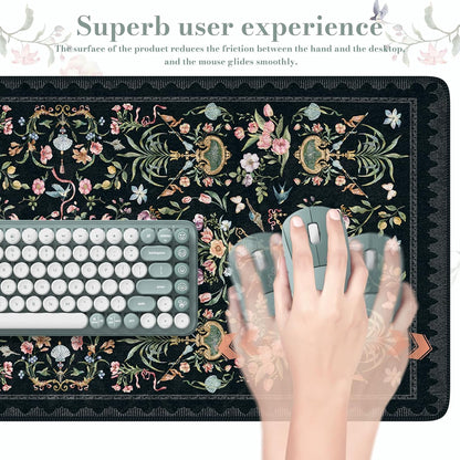 Desk Mat,Mouse Pad for Office Desk,35.4x15.7in,Pink Flowers