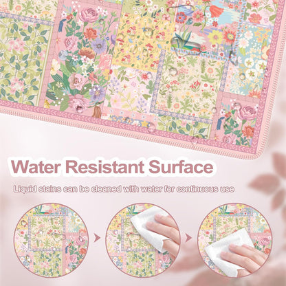 Desk Mat,Mouse Pad for Office Desk,35.4x15.7in,Pink Flowers