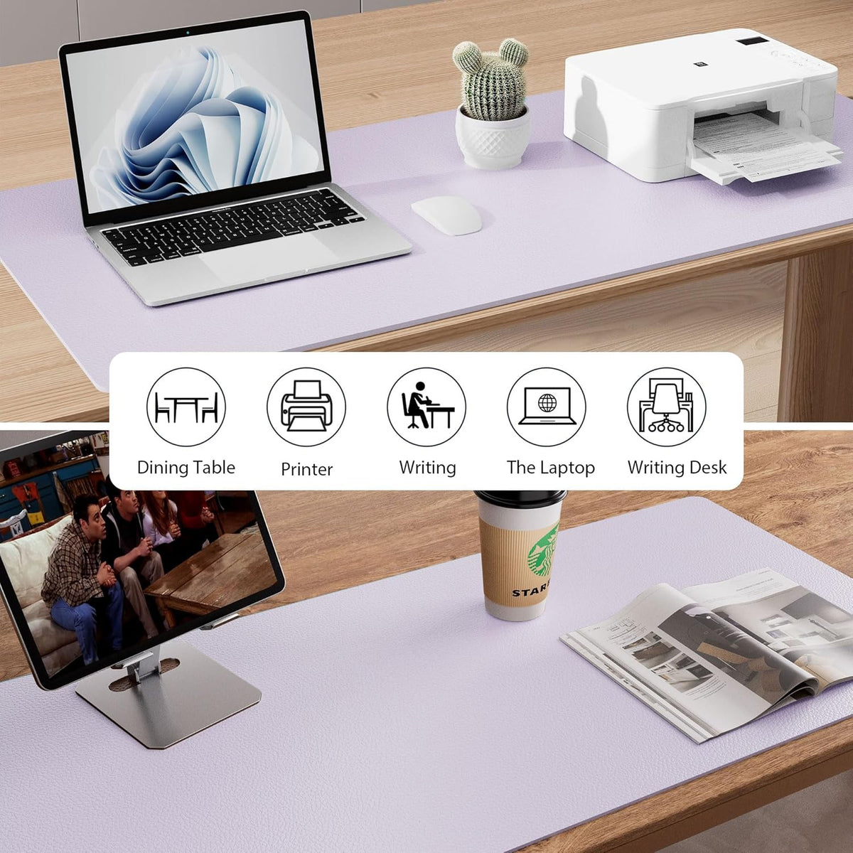 Aothia Leather Office Desk Pad Protector, Non-Slip PU Leather Desk Blotter, Waterproof Laptop Writing Mouse Pad for Office and Home, Black, 31.5" x 15.7" - Colors A