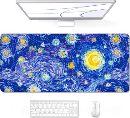 Auhoahsil Desk Mat, Ultra Large Mouse Pad, XXL Gaming Mousepad, Green Tropical Leaves Deskpad, Big Extended Full Size Mouse Pad, Desktop Desk Matt for Keyboard, Laptop & Computer, 35.5 x 15.7 in - Colors A