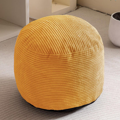 Round Stuffed Pouf Ottoman, Corduroy Poufs with Foam Chunk Filling, Furry and Fluffy Pouf Foot Stool Storage Ottoman, 20 X 15 Floor Poufs Foot Rest for Living Room, Dark Grey