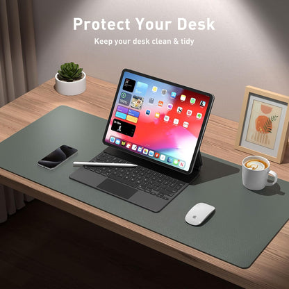 Aothia Leather Office Desk Pad Protector, Non-Slip PU Leather Desk Blotter, Waterproof Laptop Writing Mouse Pad for Office and Home, Black, 31.5" x 15.7" - Colors A