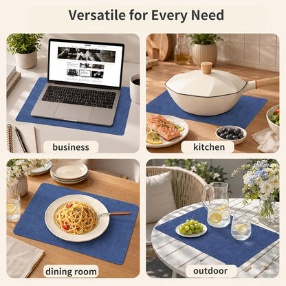 Maxpearl Faux Leather Placemats Set of 6 - Waterproof - Wipe Clean - Heat Resistant - Anti Slip Dining Table Place Mats, Suitable for Indoor & Outdoor Use, 17’’×12’’, Beige