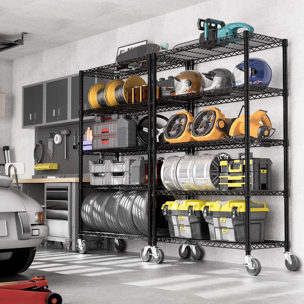 M MZG 450 lbs Steel Storage Shelving 3-Tier Utility Shelving Unit Steel Organizer Wire Rack for Home,Kitchen,Office (11.8" D x 17.7" W x 26.3" H) - Colors B