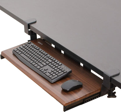 VIVO Extra Long Clamp-on Computer Keyboard and Mouse Under Desk Slider Tray, 34 x 11 inch Pull Out Platform Drawer, Black, MOUNT-KB15EB
