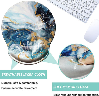 Mouse Pad with Wrist Support, Ergonomic Mouse Pad with Memory Foam Wrist Rest Cushion, Non-Slip Rubber Base Gaming Mice Pad for Home Office Computer Laptop, Flower Black