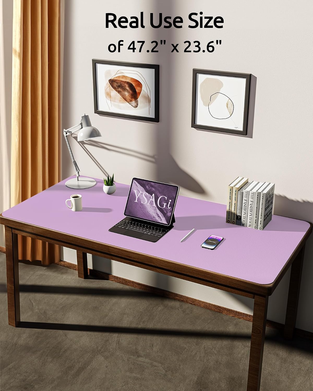YSAGi Leather Desk Pad Protector, Office Desk Mat, Large Mouse Pad, Non-Slip PU Leather Desk Blotter, Waterproof Laptop Desk Writing Pad for Office and Home (23.6" x 13.8", Eggshell) - Colors B