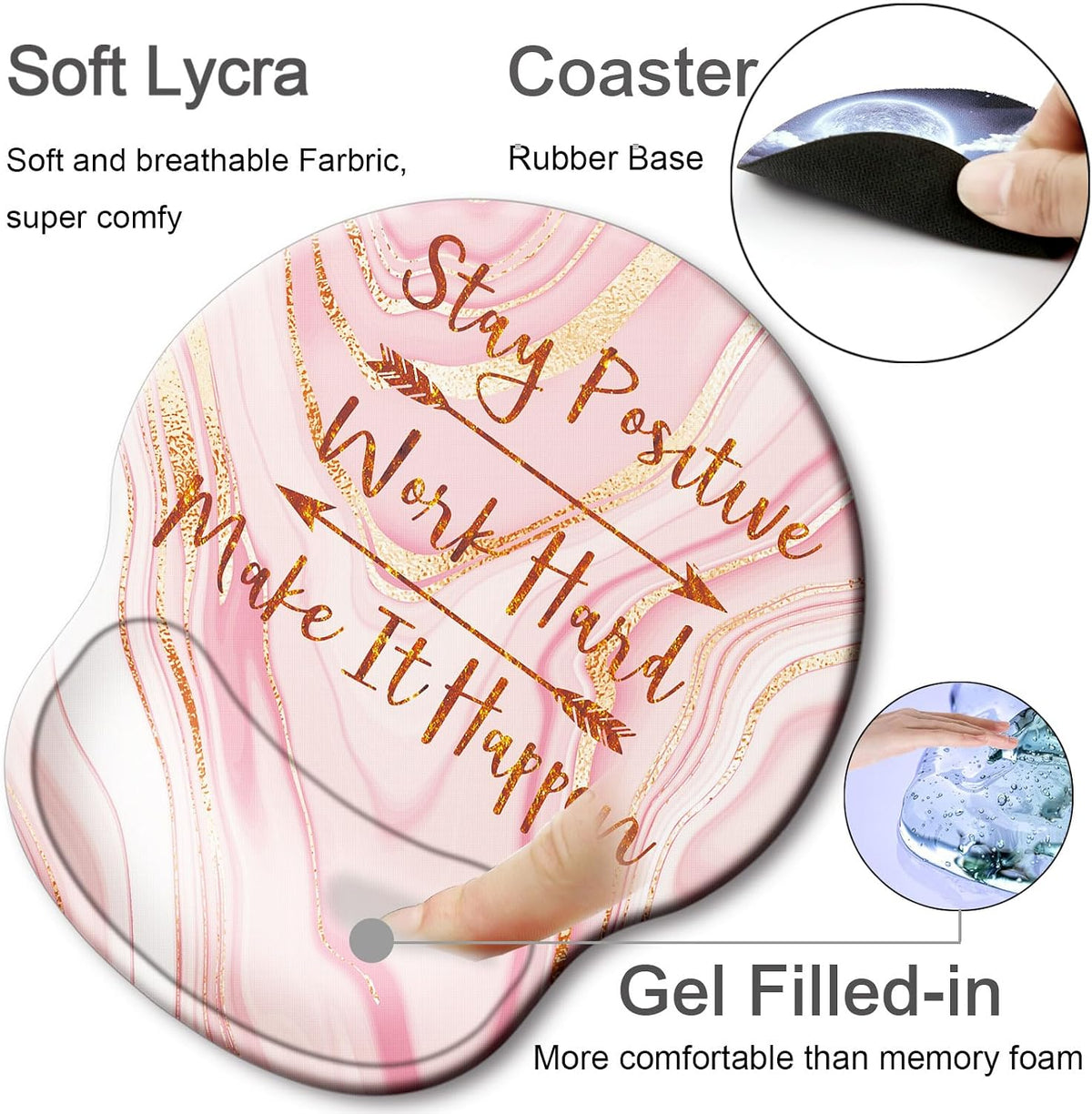 Ergonomic Mouse Pad with Wrist Support Rest,Large Mousepad Gel Wrist Rest, with Coaster Non-Slip & Pain Relief for Computer, Desk, Home&Office-Beach - Colors B