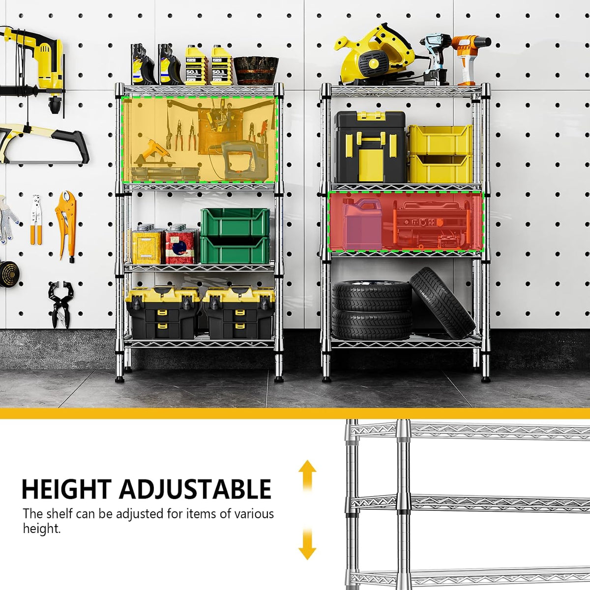 M MZG 450 lbs Steel Storage Shelving 3-Tier Utility Shelving Unit Steel Organizer Wire Rack for Home,Kitchen,Office (11.8" D x 17.7" W x 26.3" H) - Colors A