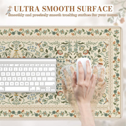 iCasso Desk Mat for Keyboard and Mouse, Large Mouse Pad, Desk Pad Mat, Anti-Slip Big Mousepad with Stitched Edges for Computer Desktop(Deep Green)