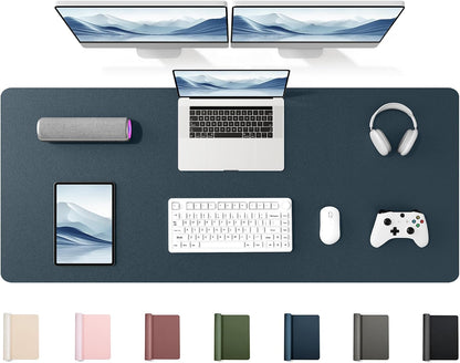 35.4" x 17" Large PU Leather Desk Mat for Keyboard and Mouse - Waterproof Non-Slip Desk Pad Protector for Office, Home, Writing Desk, Black