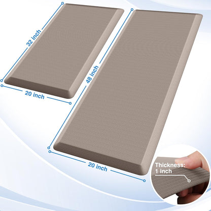 StepRite Kitchen Mats, 2PCS Kitchen Rugs, Cushioned Anti Fatigue Kitchen Mats for Floor, Non-Slip Standing Desk Mat, Waterproof Kitchen Rug Set for Kitchen, Floor, Office, 17.3"x30"+17.3"x47", Black