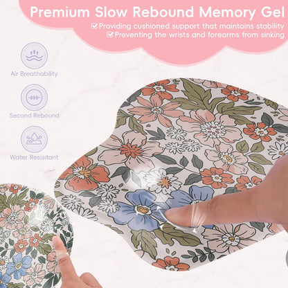 Wrist Support Mouse Pad Anti Slip Rubber Wrist Rest Mousepad 9in X 8in Small Desktop Notebook Mouse Mat for Working and Gaming (M-Pink Floral)