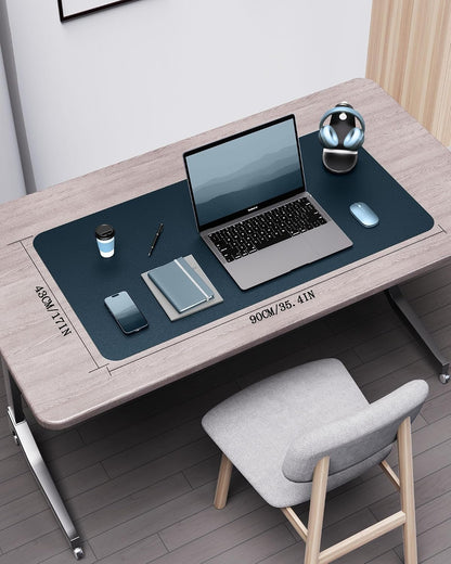 Double-Sided Desk Pad, 31.5"x15.7"Leather Desk Mat, Eco Cork Desk Pad Protector,Large Mouse Pad,Waterproof Desk Blotter for Office/Home(Coffee)
