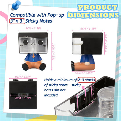 Pop-up Notes Dispenser for Desk, Idea Boy Sticky Note Holder for Office School, Cute Office Supplies, 3x3 in, Magnetic Design, White, 1 Pack