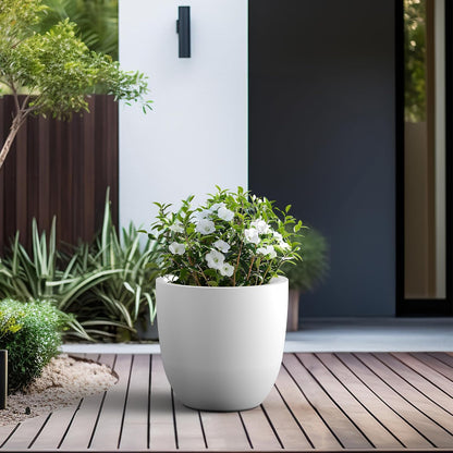 Kante 8.9" H x 10" W Small Concrete Planter, Compact Desktop Plant Pot with Drainage Hole & Rubber Plug – Lightweight Breathable Cement Container for Succulents, Cactus, Herbs, Indoor Outdoor, Gift