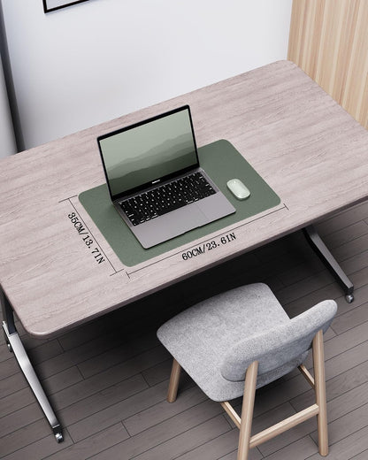 Double-Sided Desk Pad, 31.5"x15.7"Leather Desk Mat, Eco Cork Desk Pad Protector,Large Mouse Pad,Waterproof Desk Blotter for Office/Home(Coffee)