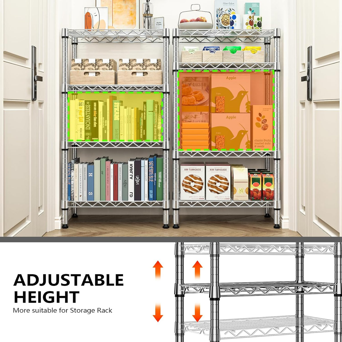M MZG 450 lbs Steel Storage Shelving 3-Tier Utility Shelving Unit Steel Organizer Wire Rack for Home,Kitchen,Office (11.8" D x 17.7" W x 26.3" H) - Colors B