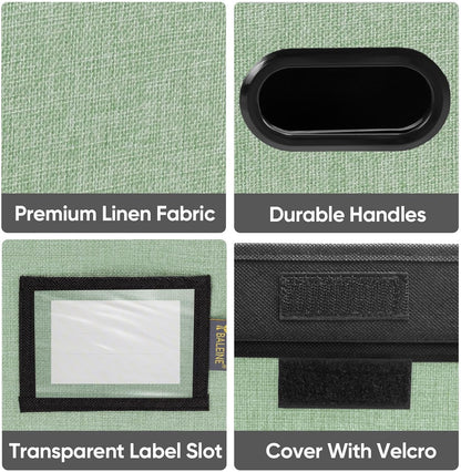 BALEINE File Organizer Box with Lid, Collapsible File Folder Organizer with Plastic Slide, Hanging File Folder Box for Office Document Storage (Black)