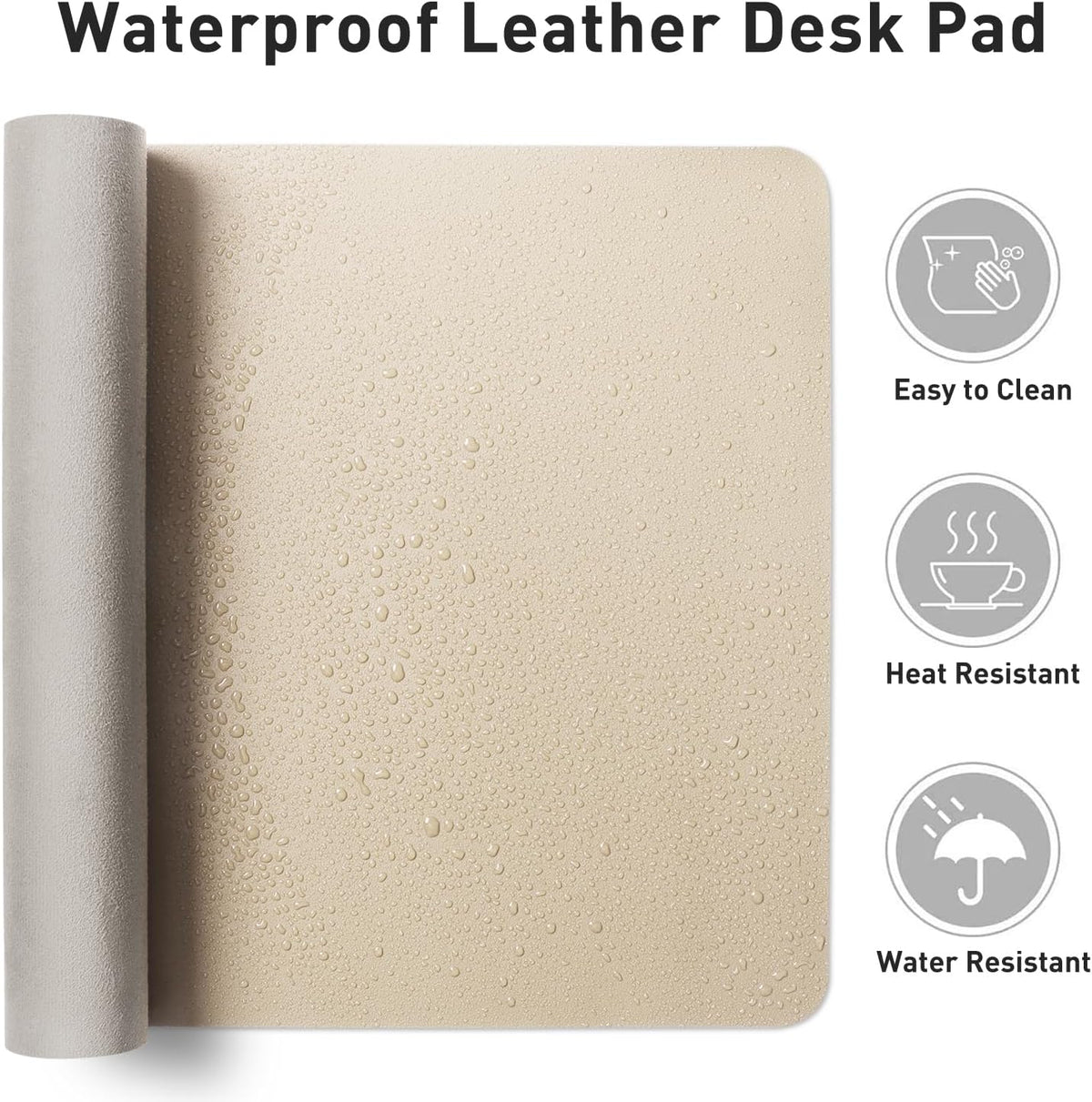 Aothia Leather Office Desk Pad Protector, Non-Slip PU Leather Desk Blotter, Waterproof Laptop Writing Mouse Pad for Office and Home, Black, 31.5" x 15.7" - Colors B