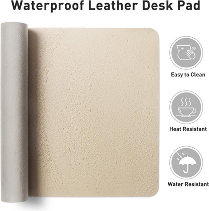 Aothia Leather Office Desk Pad Protector, Non-Slip PU Leather Desk Blotter, Waterproof Laptop Writing Mouse Pad for Office and Home, Black, 31.5" x 15.7" - Colors B