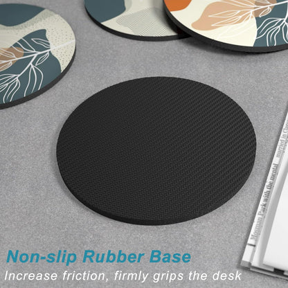 Nipichsha Coasters for Drinks, Set of 6 Cute Absorbent Rubber Drink Coasters for Cup with Non Slip Backing, Kitchen Home Decor Housewarming Gift, Round 4 in, Work Hard